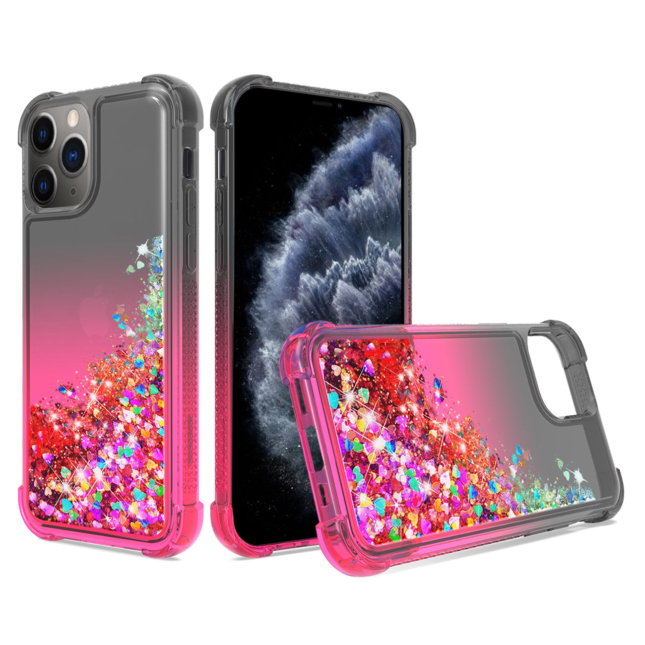 Case Bumper Shiny Flowing Glitter Liquid Apple iPhone 11 Pro Max Black Color