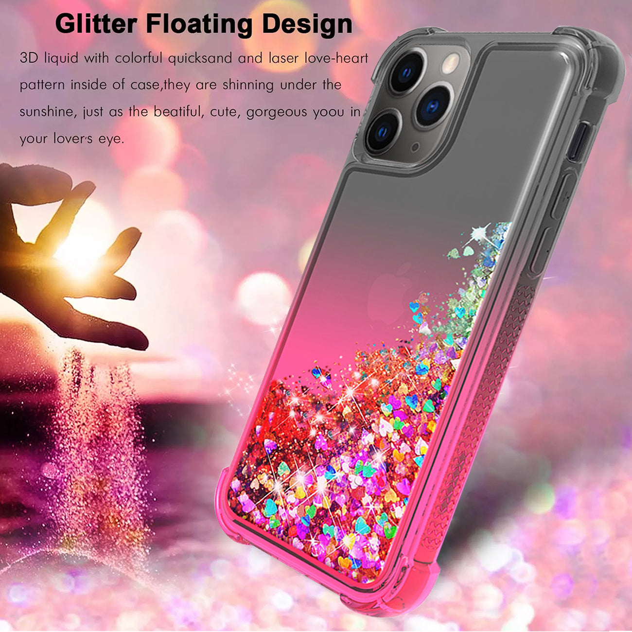 Case Bumper Shiny Flowing Glitter Liquid Apple iPhone 11 Pro Max Black Color