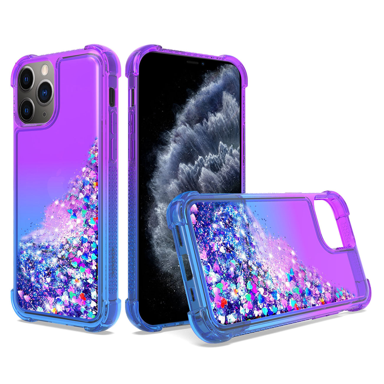 Case Bumper Shiny Flowing Glitter Liquid Apple iPhone 11 Pro Max Purple Color