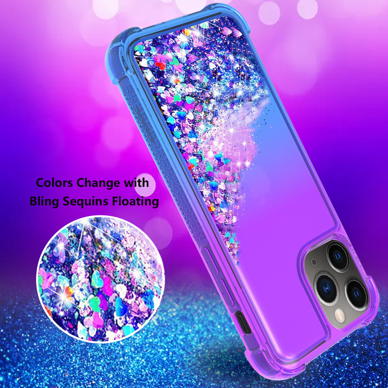Case Bumper Shiny Flowing Glitter Liquid Apple iPhone 11 Pro Max Purple Color