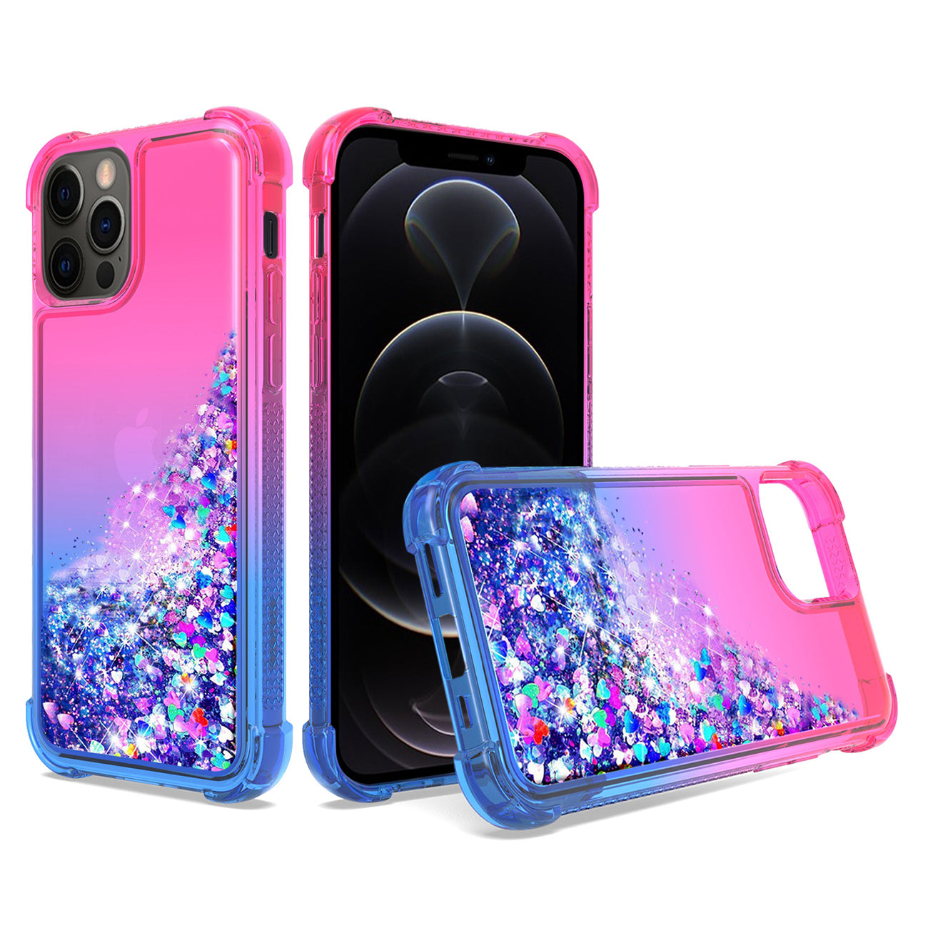 Case Bumper Shiny Flowing Glitter Liquid Apple iPhone 12/ iPhone 12 Pro Pink Color