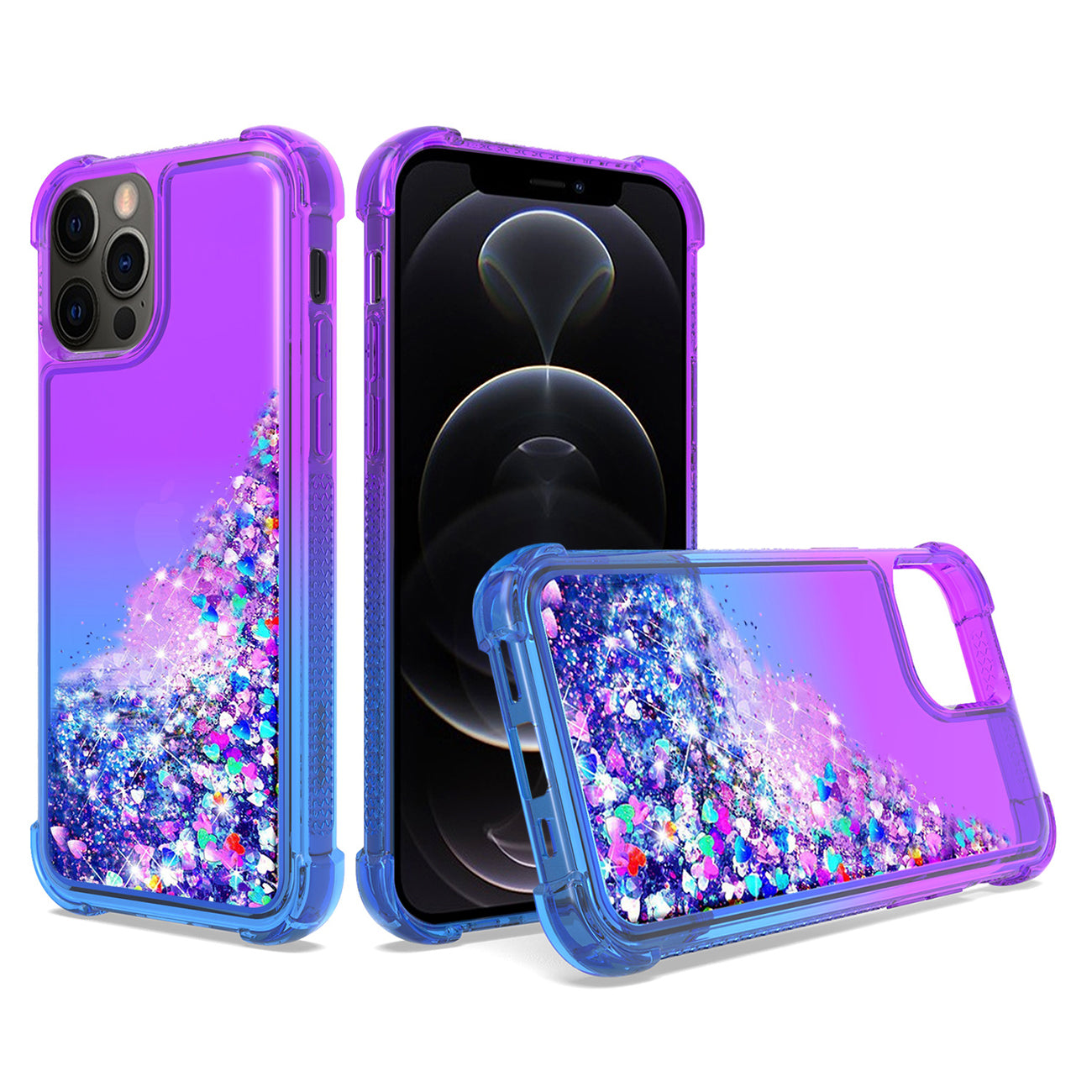 Case Bumper Shiny Flowing Glitter Liquid Apple iPhone 12/ iPhone 12 Pro Purple Color