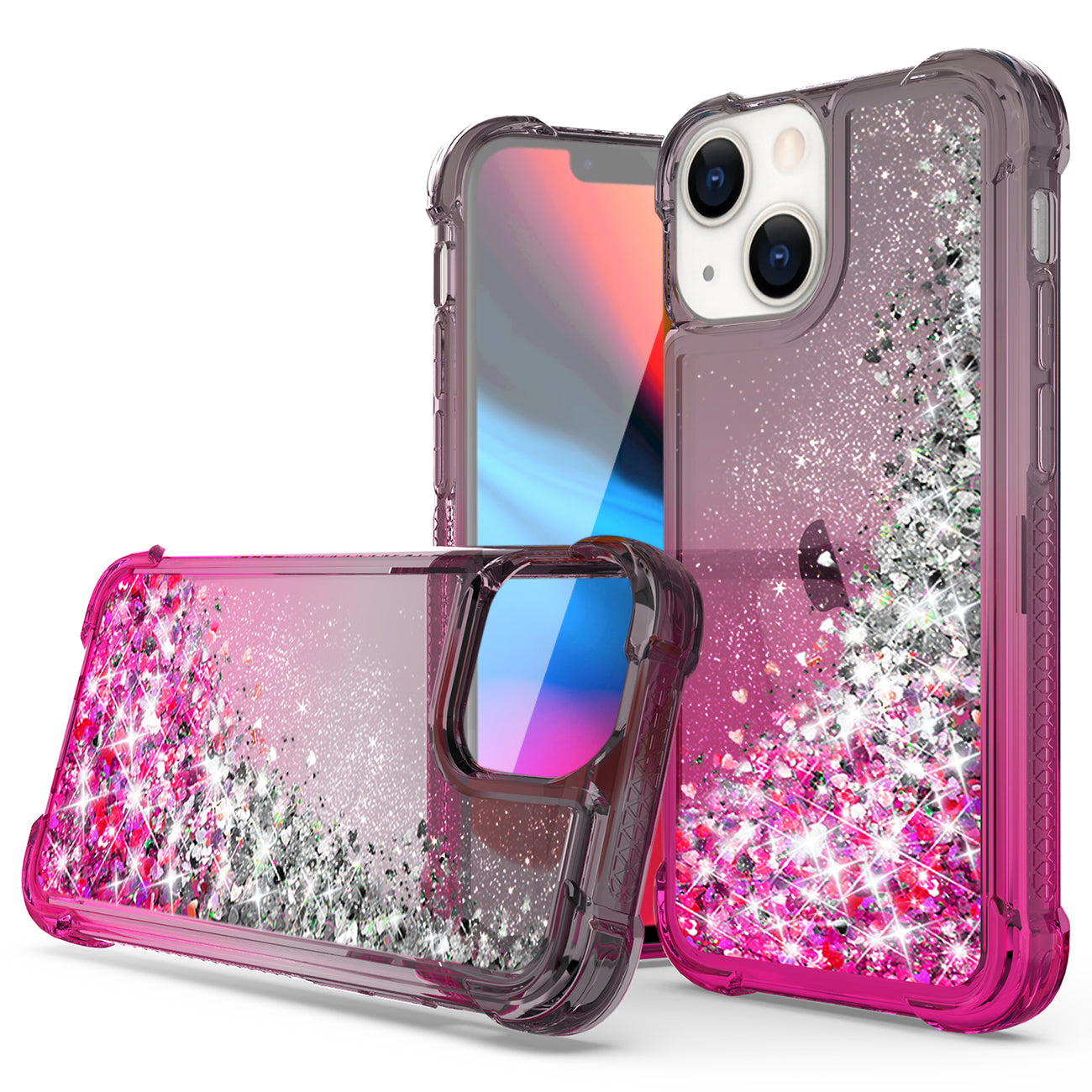 Shiny Flowing Glitter Liquid Bumper Case For APPLE IPHONE 13 MINI Black