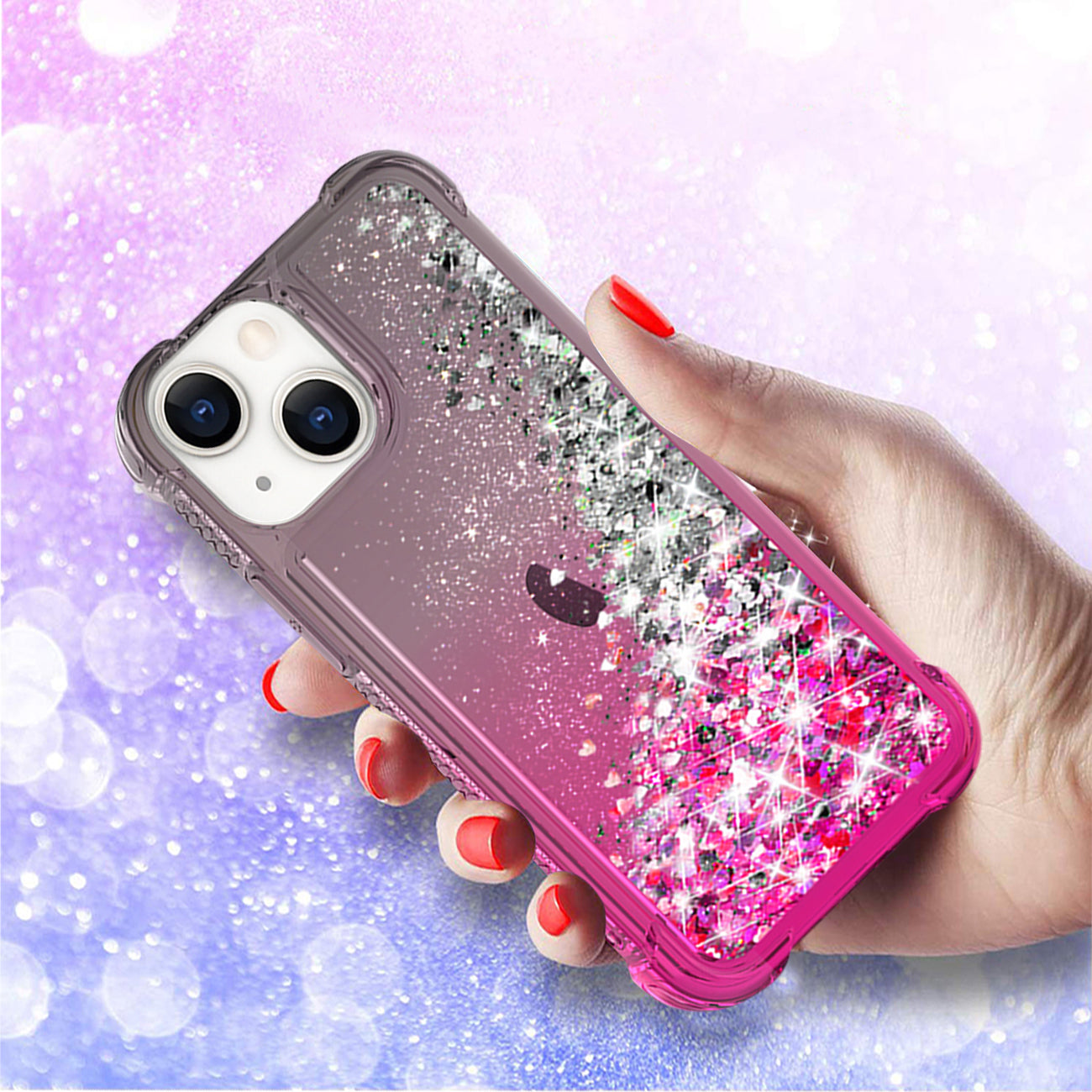 Shiny Flowing Glitter Liquid Bumper Case For APPLE IPHONE 13 MINI Black