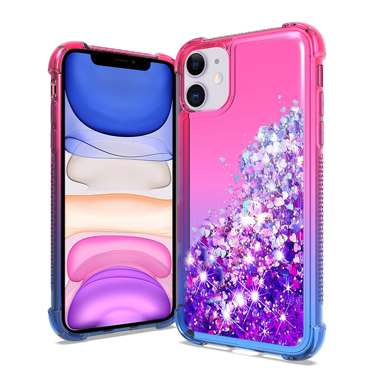 Case Bumper Shiny Flowing Glitter Liquid Apple iPhone 11 Pink Color
