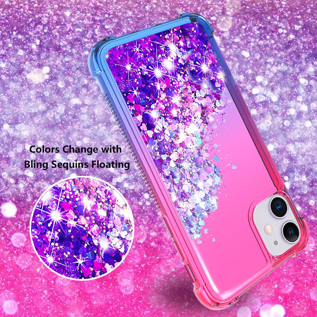 Case Bumper Shiny Flowing Glitter Liquid Apple iPhone 11 Pink Color