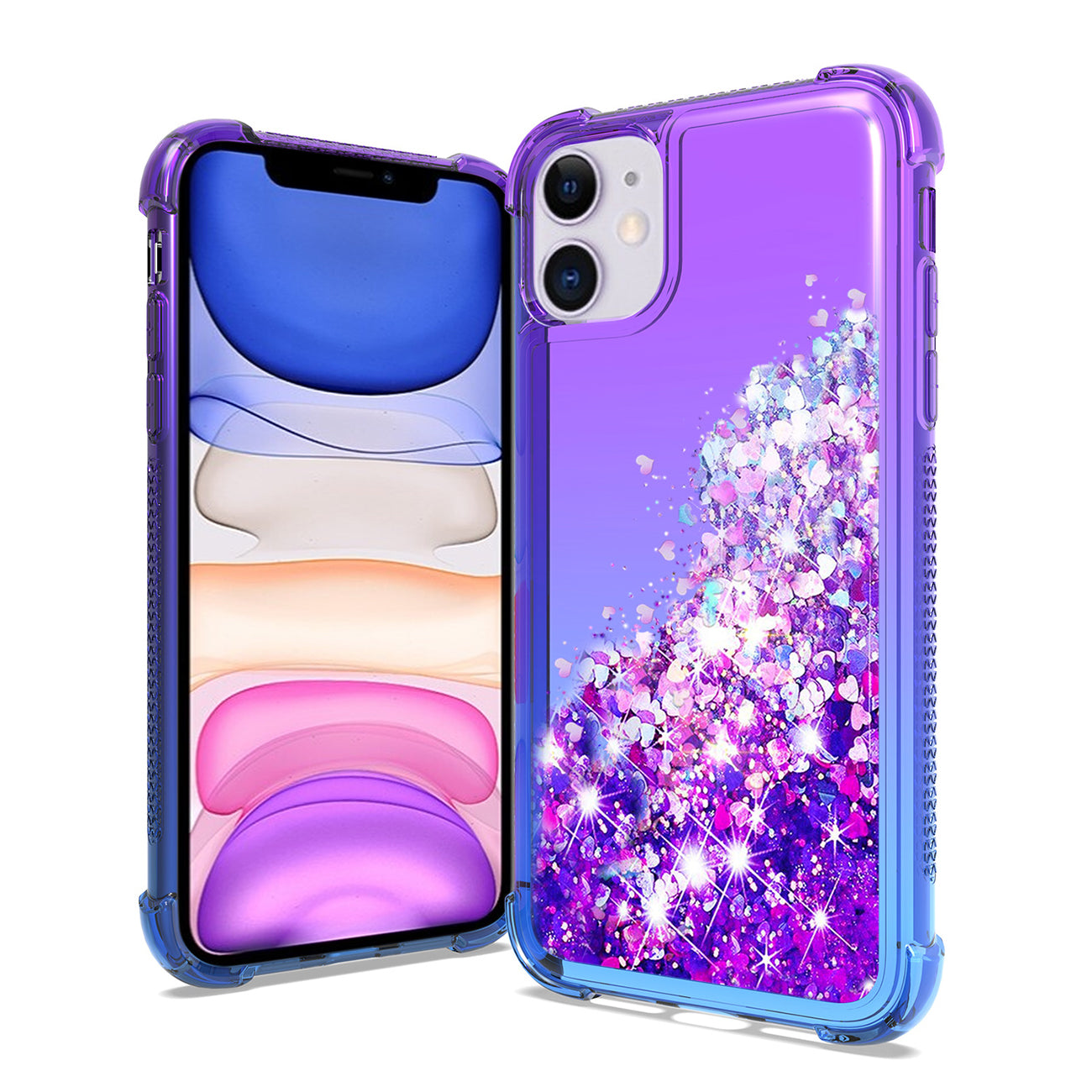 Case Bumper Shiny Flowing Glitter Liquid Apple iPhone 11 Purple Color