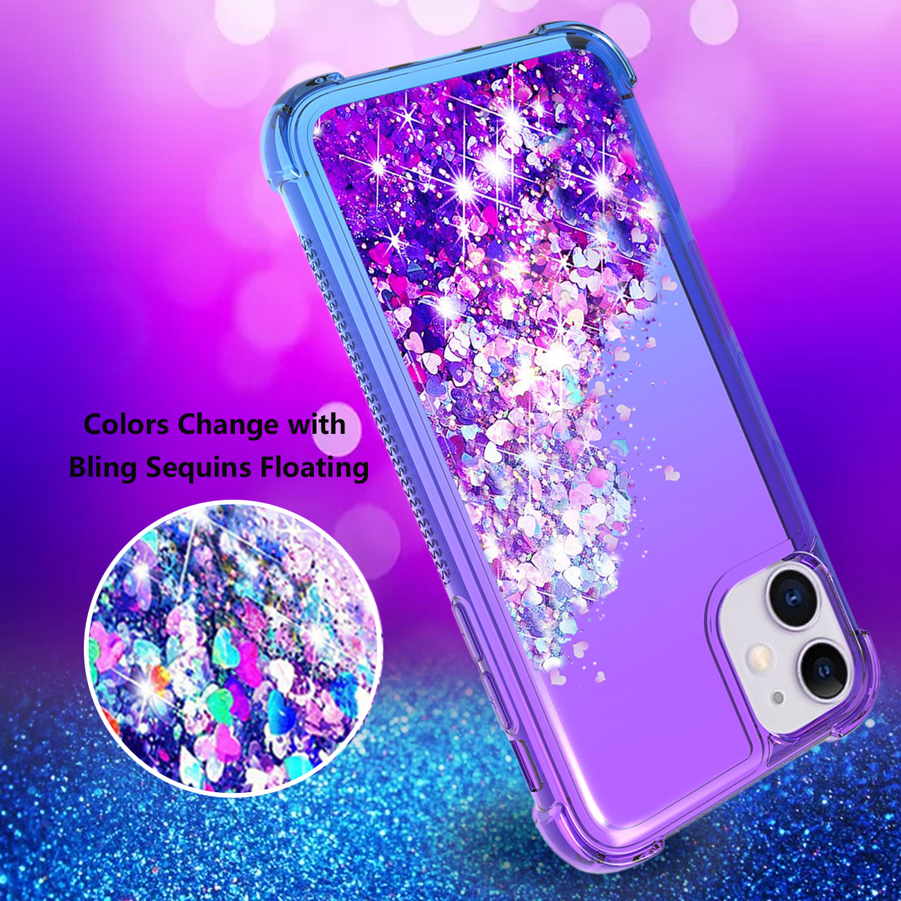 Case Bumper Shiny Flowing Glitter Liquid Apple iPhone 11 Purple Color