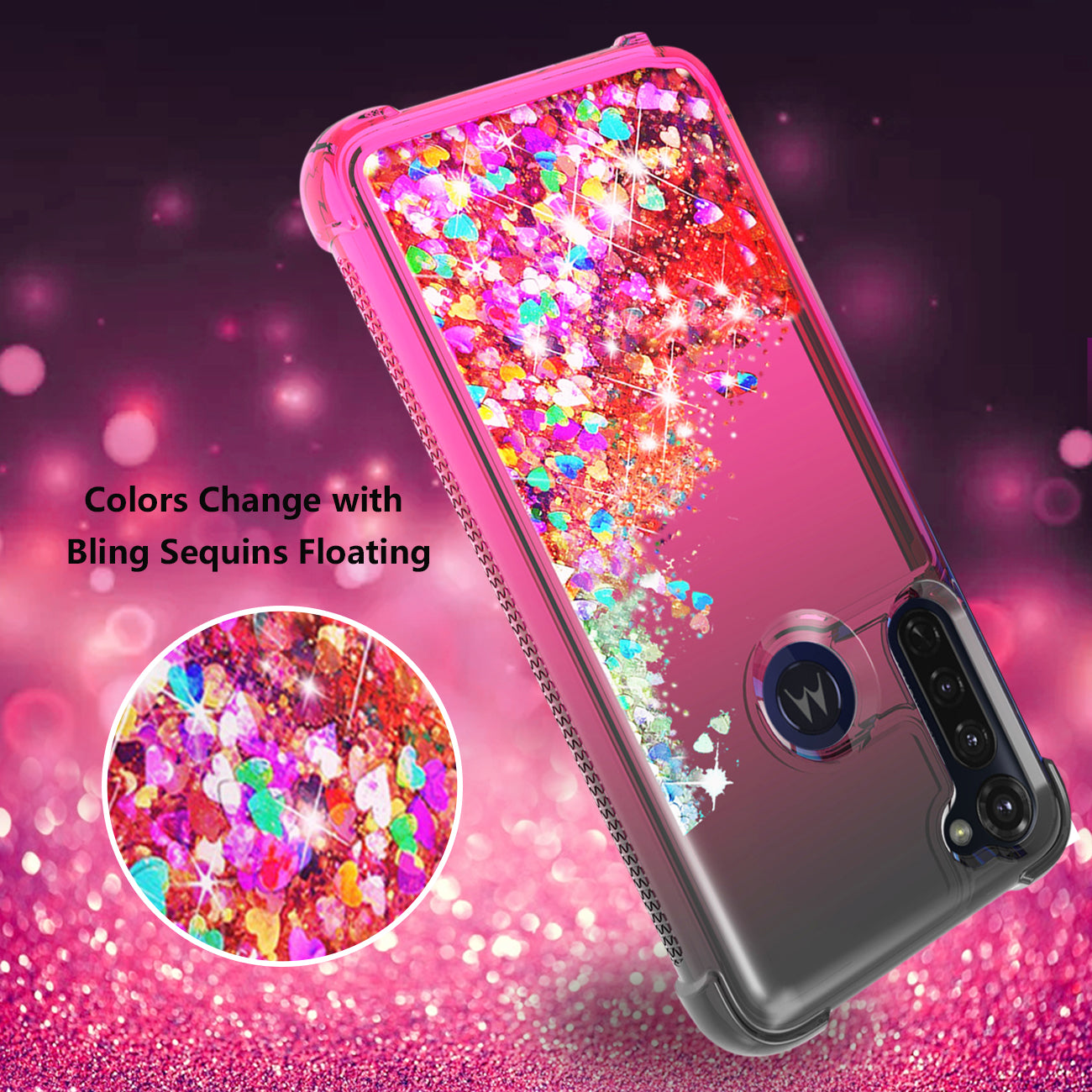 Case Bumper Shiny Flowing Glitter Liquid Motorola G Stylus Black Color