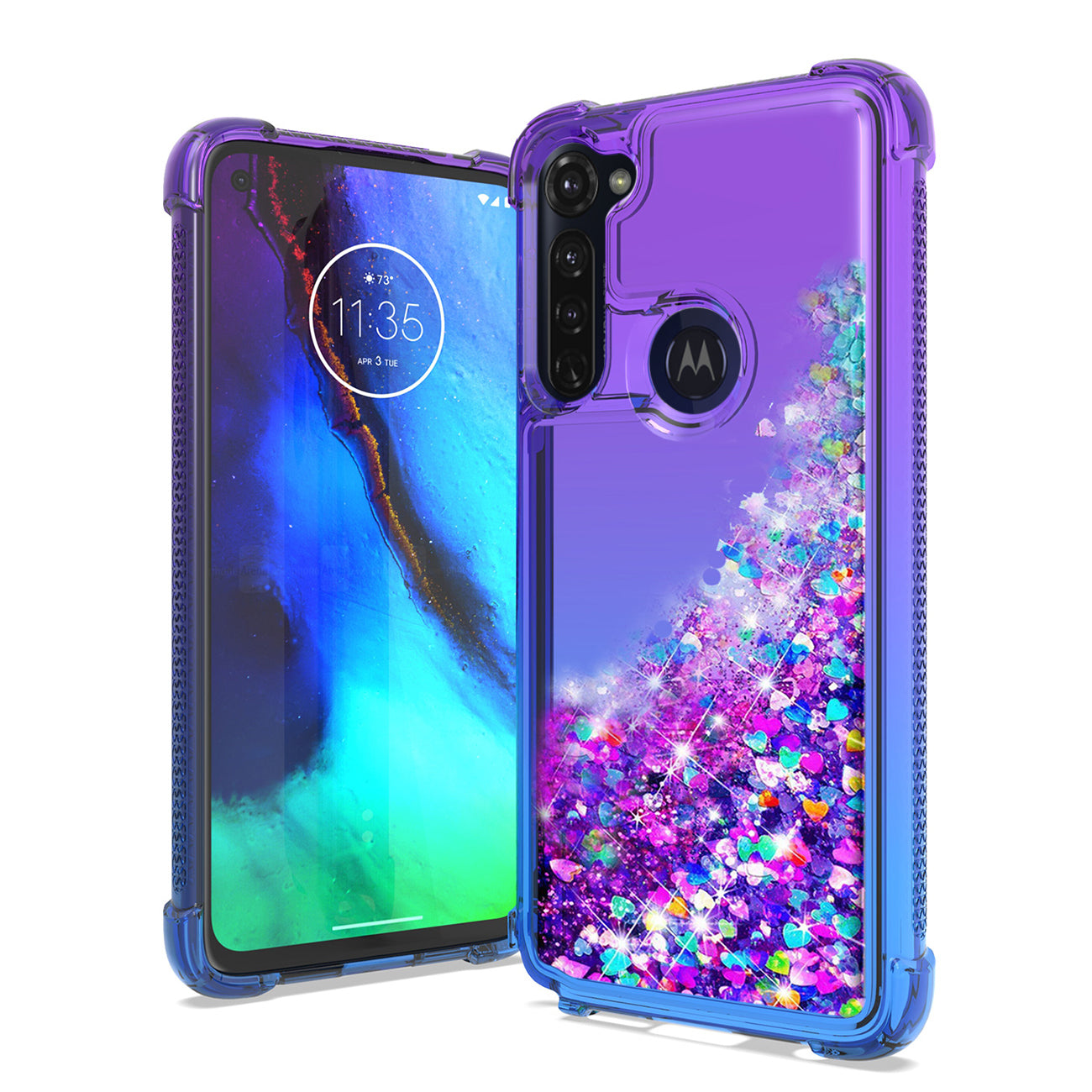 Case Bumper Shiny Flowing Glitter Liquid Motorola G Stylus Purple Color