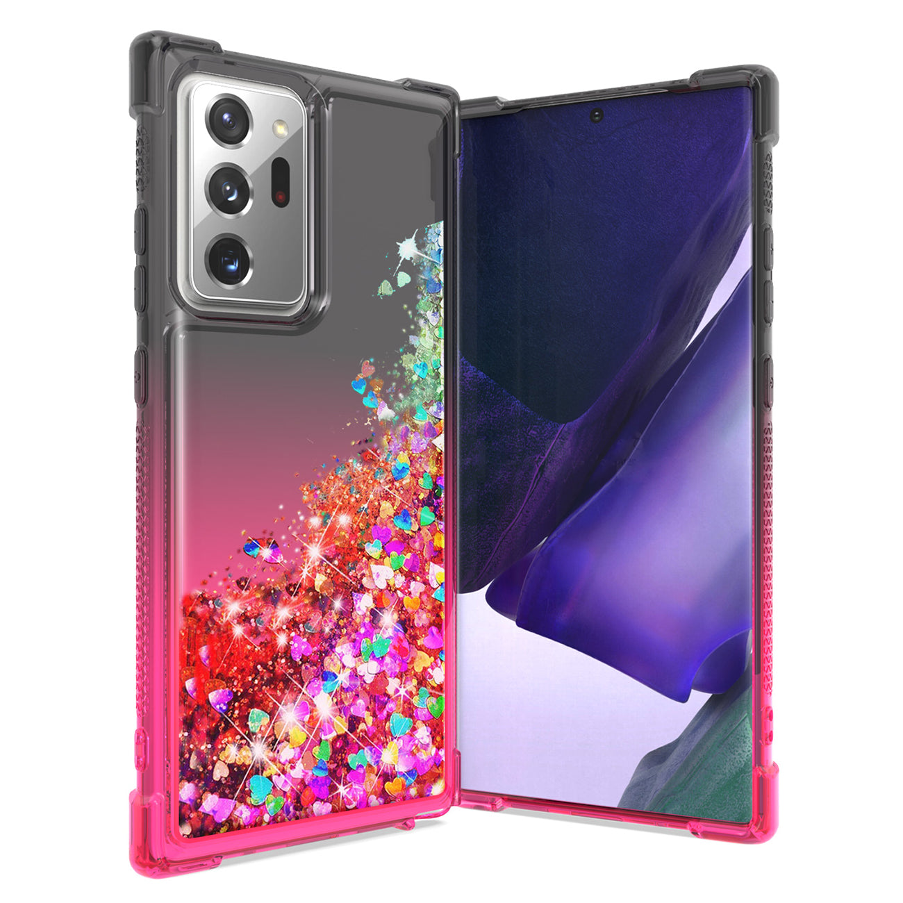 Case Bumper Shiny Flowing Glitter Liquid Samsung Galaxy Note 20 Ultra Black Color
