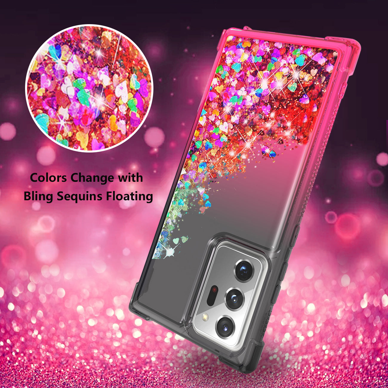 Case Bumper Shiny Flowing Glitter Liquid Samsung Galaxy Note 20 Ultra Black Color