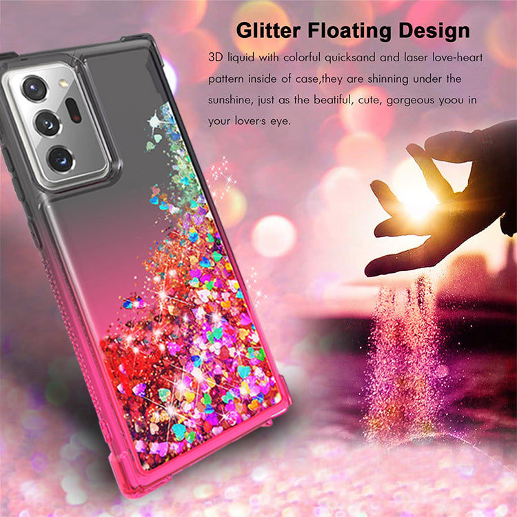 Case Bumper Shiny Flowing Glitter Liquid Samsung Galaxy Note 20 Ultra Black Color