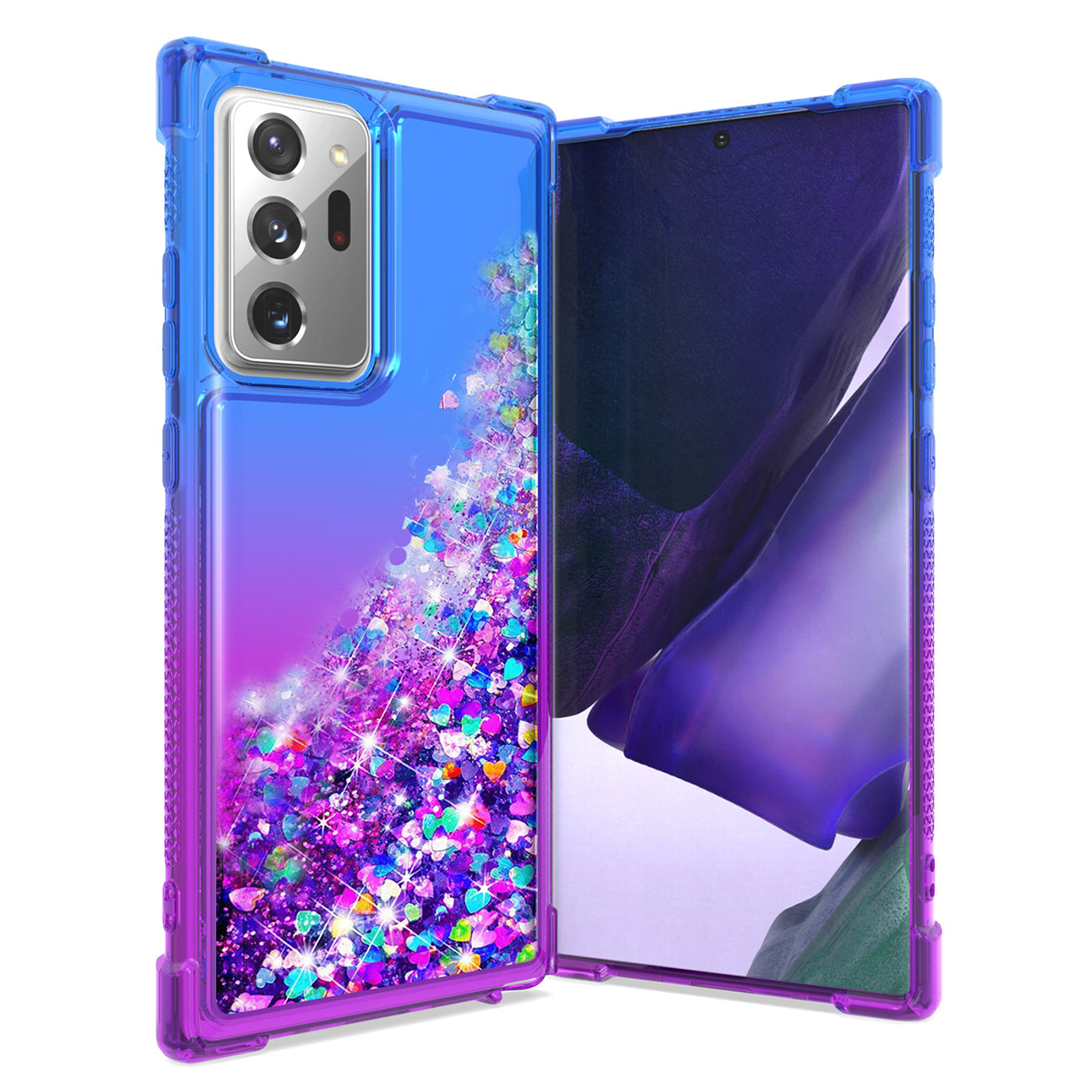 Case Bumper Shiny Flowing Glitter Liquid Samsung Galaxy Note 20 Ultra Blue Color