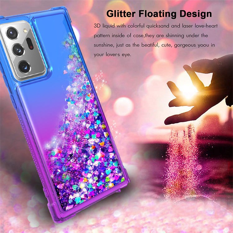 Case Bumper Shiny Flowing Glitter Liquid Samsung Galaxy Note 20 Ultra Blue Color