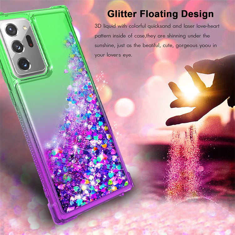 Case Bumper Shiny Flowing Glitter Liquid Samsung Galaxy Note 20 Ultra Green Color