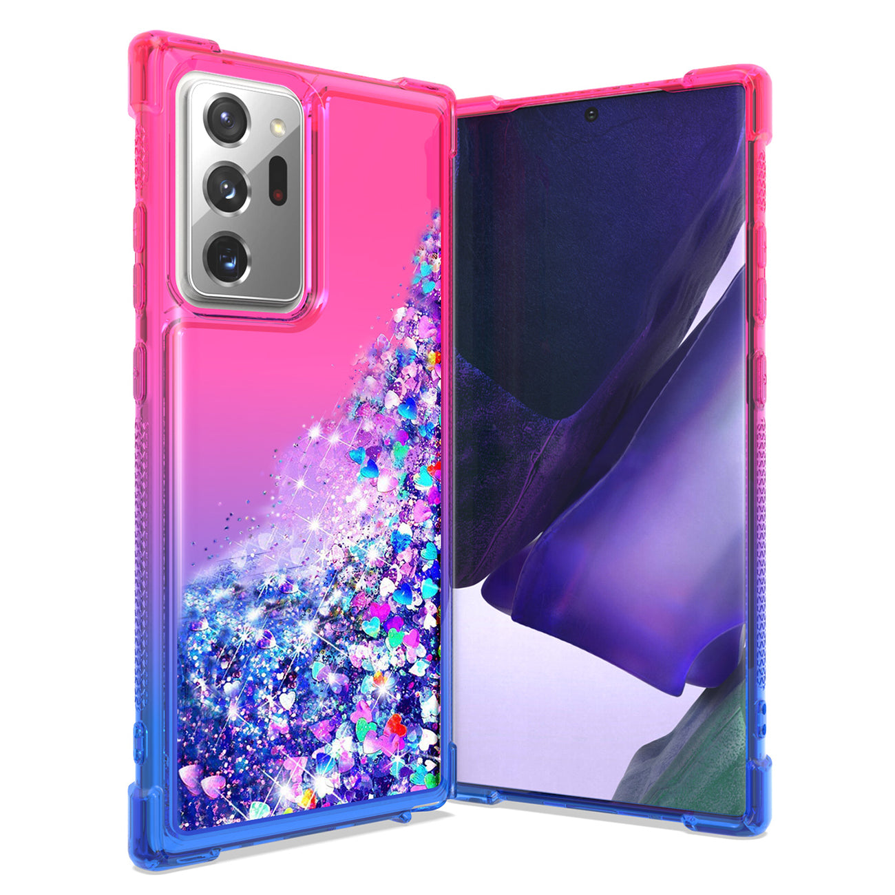 Case Bumper Shiny Flowing Glitter Liquid Samsung Galaxy Note 20 Ultra Pink Color