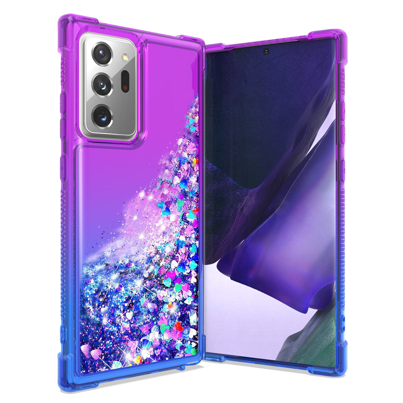 Case Bumper Shiny Flowing Glitter Liquid Samsung Galaxy Note 20 Ultra Purple Color