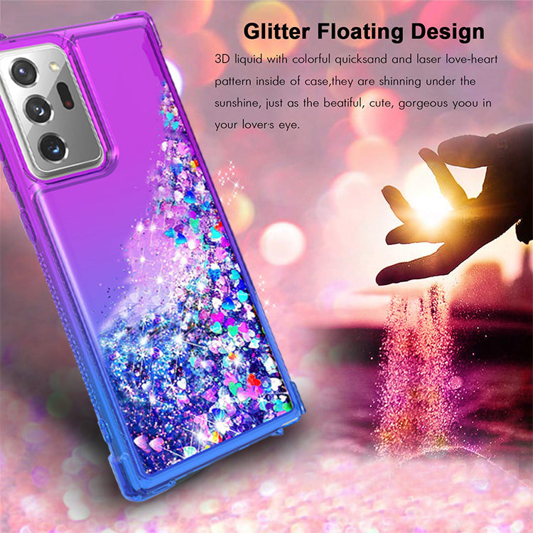 Case Bumper Shiny Flowing Glitter Liquid Samsung Galaxy Note 20 Ultra Purple Color