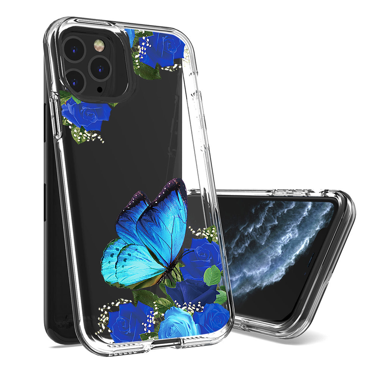 Pressed dried flower Design Phone case for APPLE IPHONE 11 PRO MAX in Blue