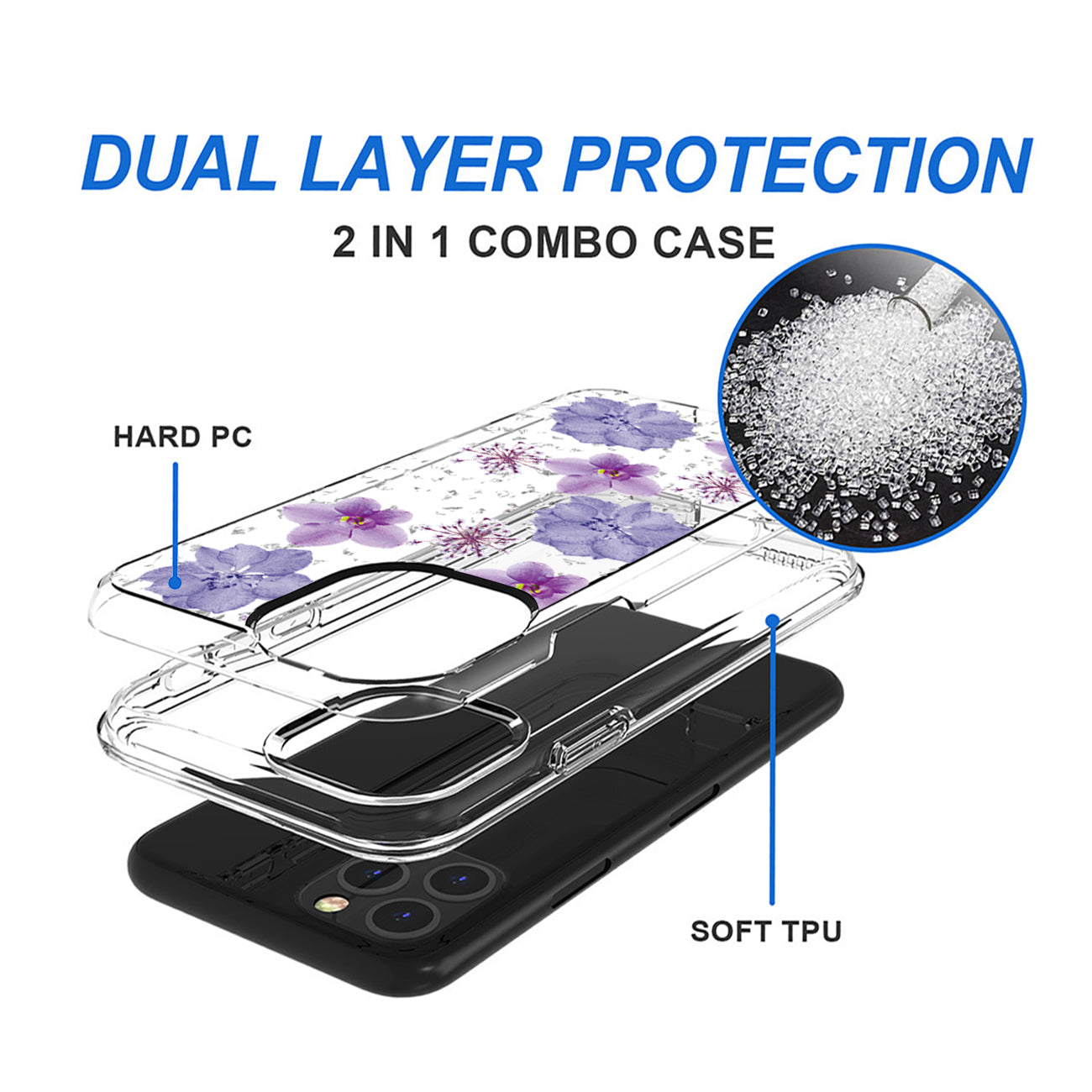 Pressed dried flower Design Phone case for APPLE IPHONE 11 PRO MAX in Purple