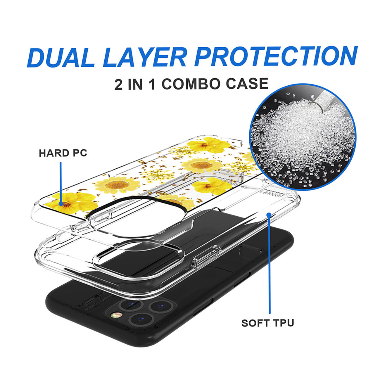 Pressed dried flower Design Phone case for APPLE IPHONE 11 PRO MAX in Yellow