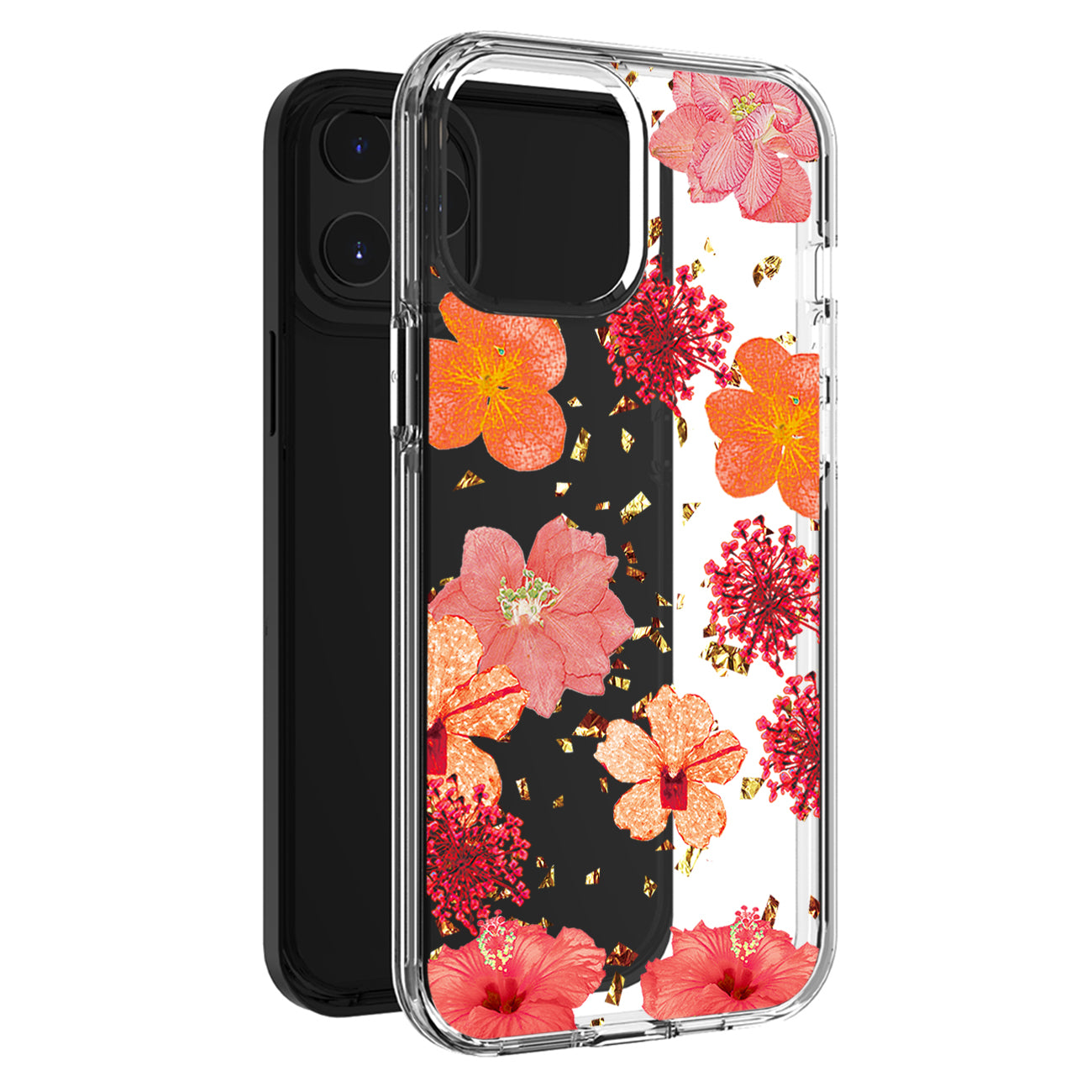 Pressed dried flower Design Phone case For iPhone 14 Pro In Red