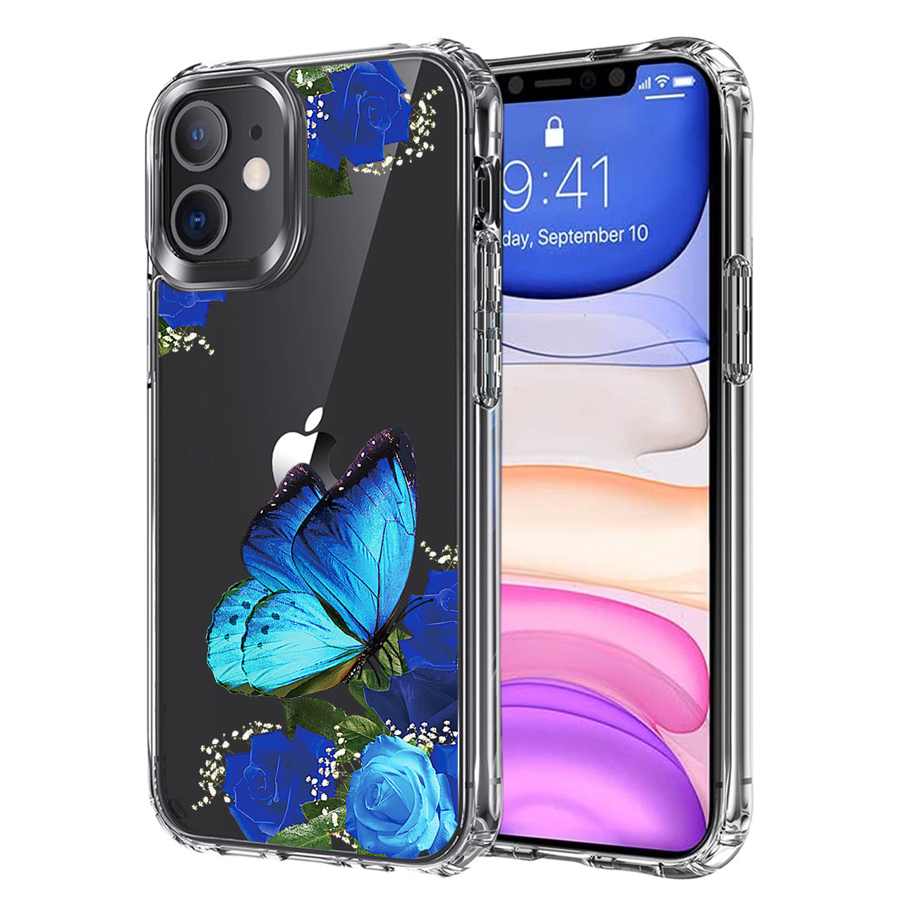 Pressed dried flower Design Phone case for APPLE IPHONE 11 in Blue