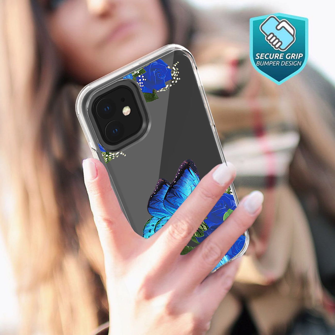Pressed dried flower Design Phone case for APPLE IPHONE 11 in Blue