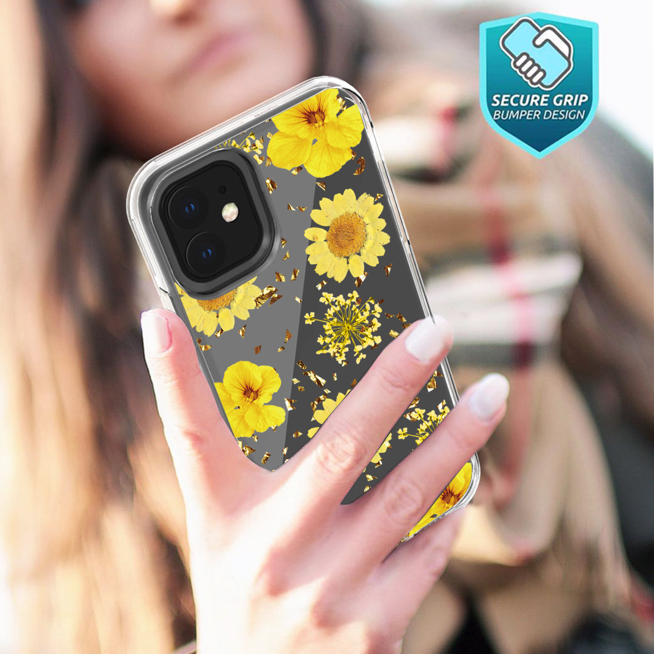 Pressed dried flower Design Phone case for APPLE IPHONE 11 in Yellow