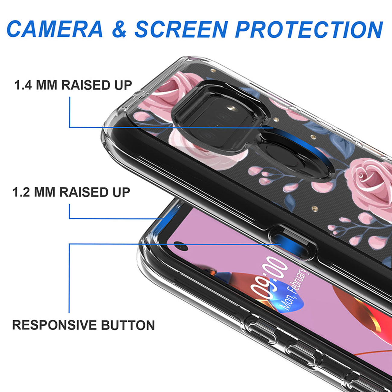 Phone Case Pressed Dried Flower Design LG K51 Rose Gold Color
