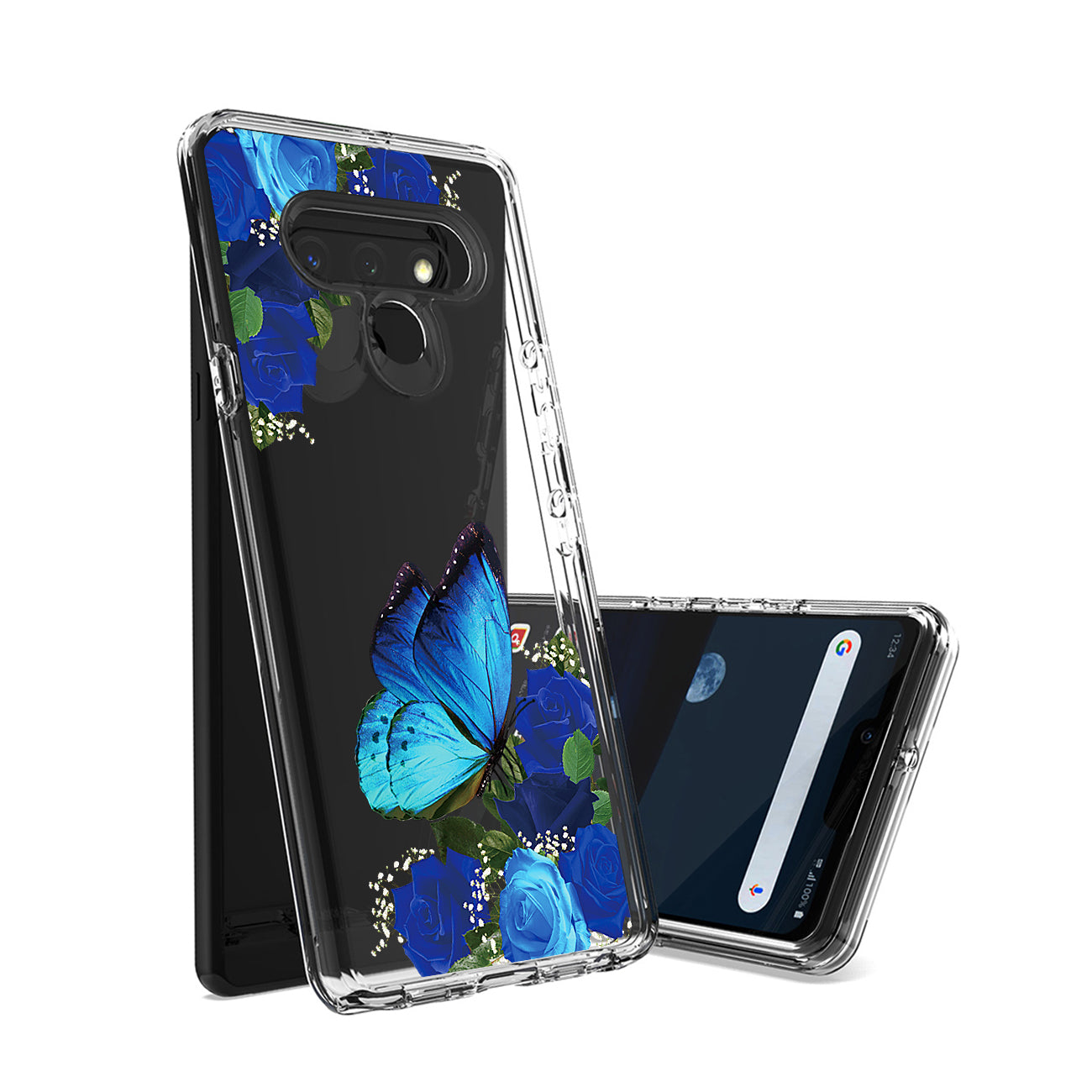 Phone Case Pressed Dried Flower Design LG Stylo 6 Blue Color
