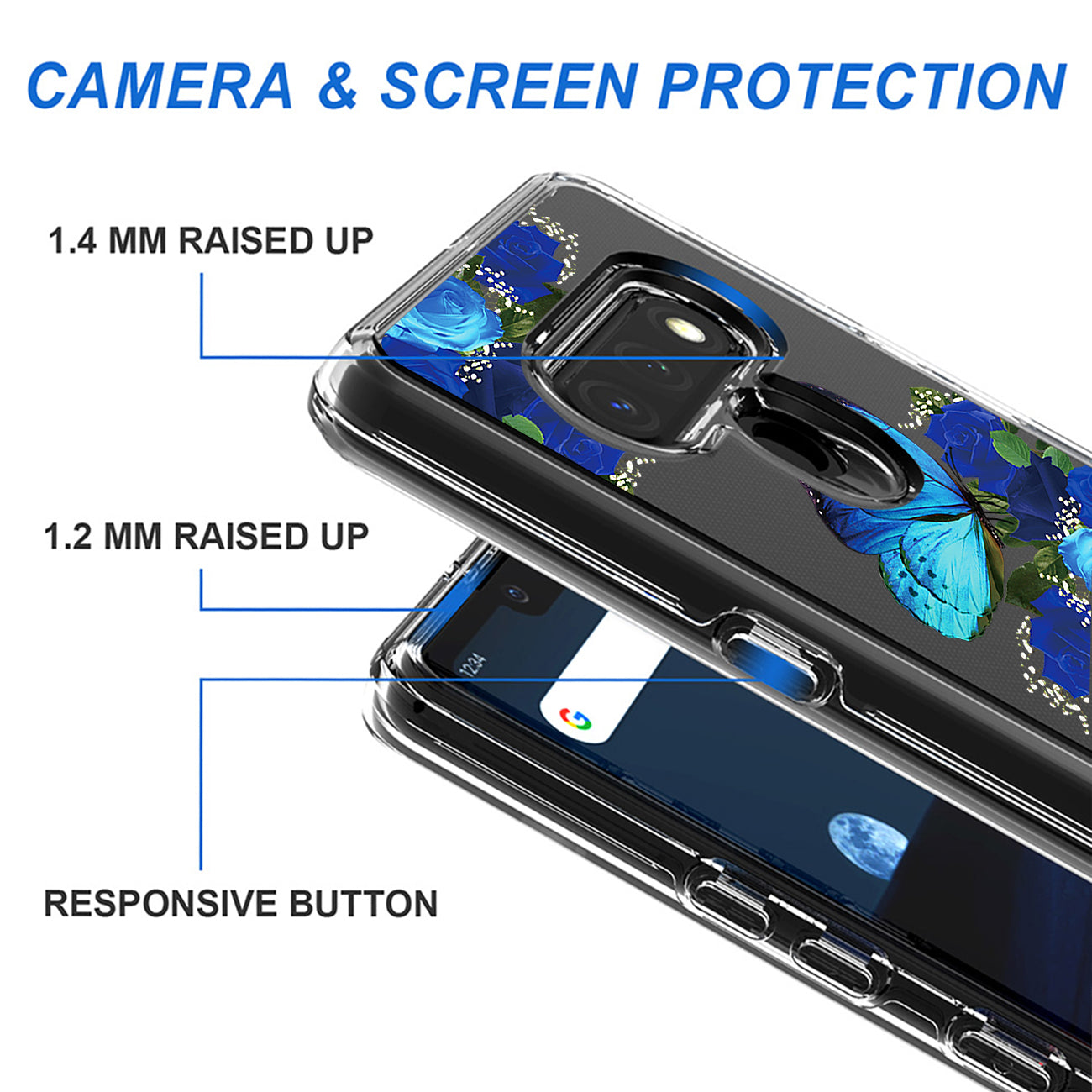 Phone Case Pressed Dried Flower Design LG Stylo 6 Blue Color