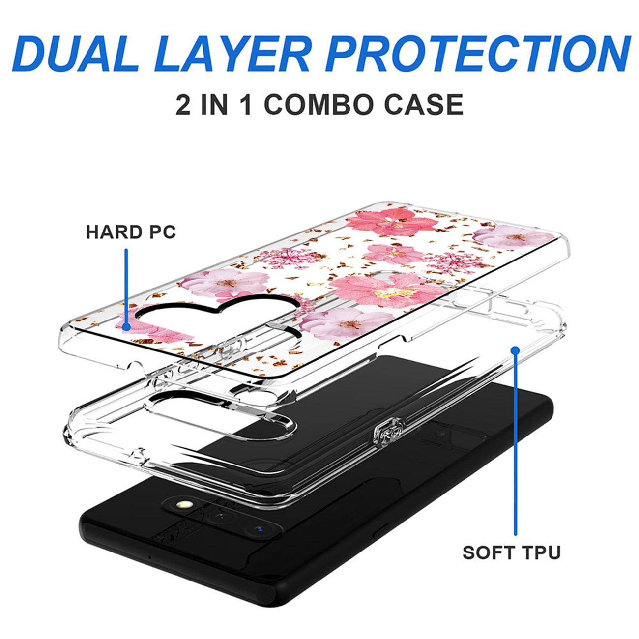 Phone Case Pressed Dried Flower Design LG Stylo 6 Pink Color