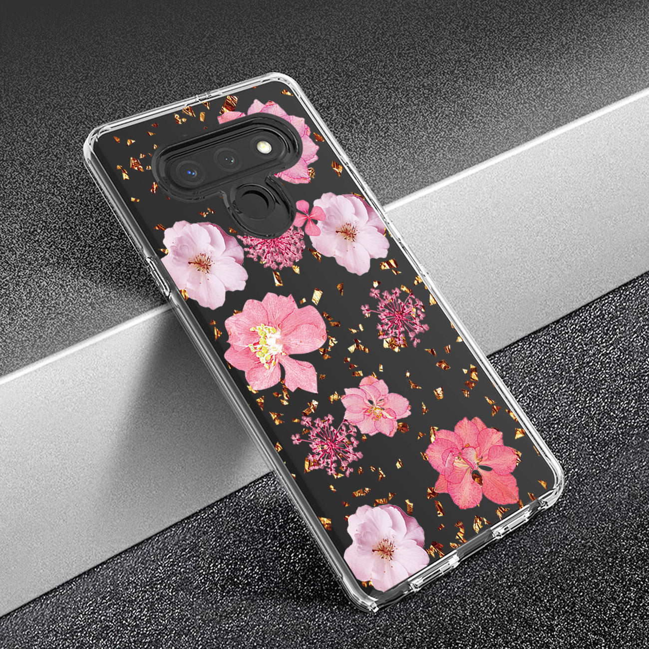 Phone Case Pressed Dried Flower Design LG Stylo 6 Pink Color
