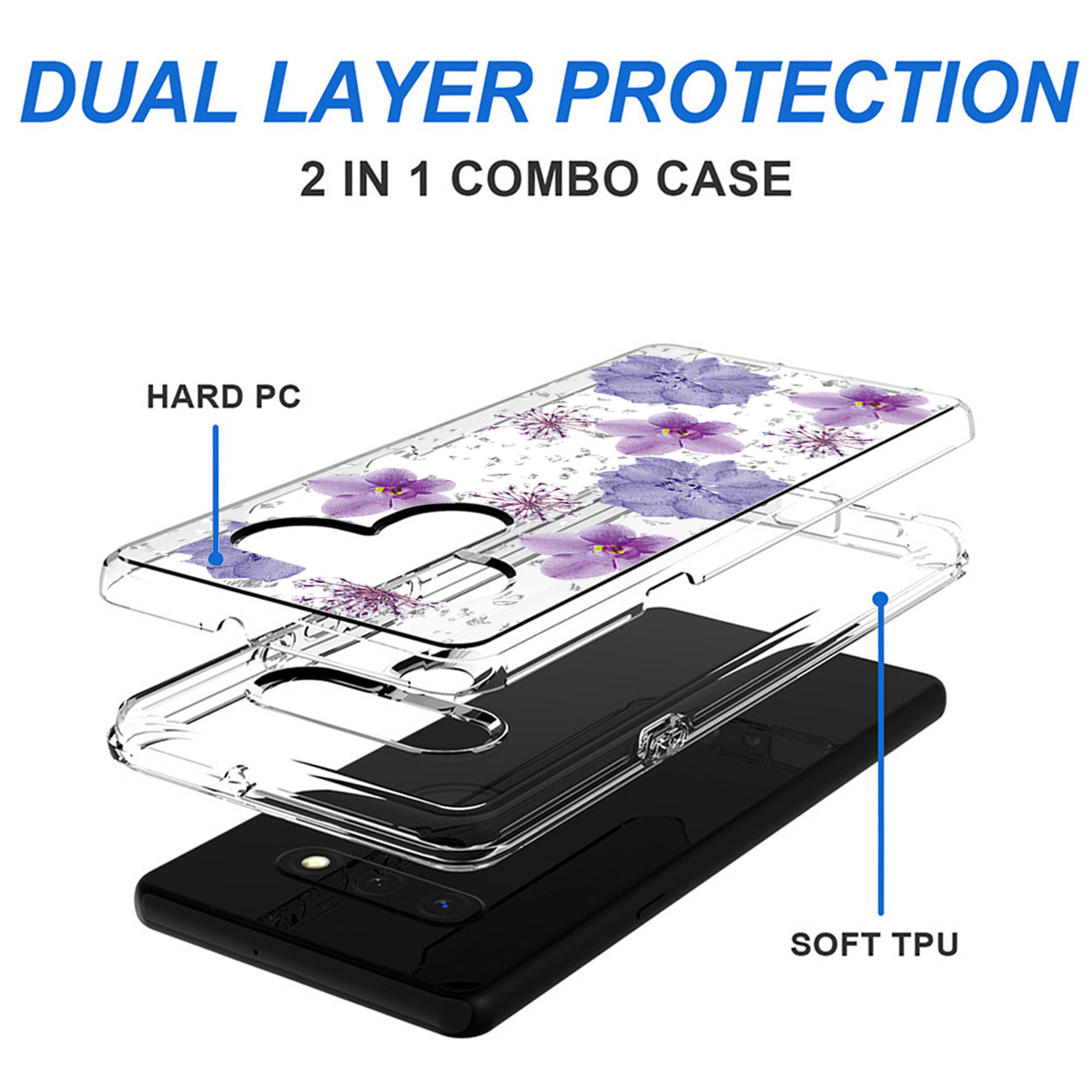Phone Case Pressed Dried Flower Design LG Stylo 6 Purple Color