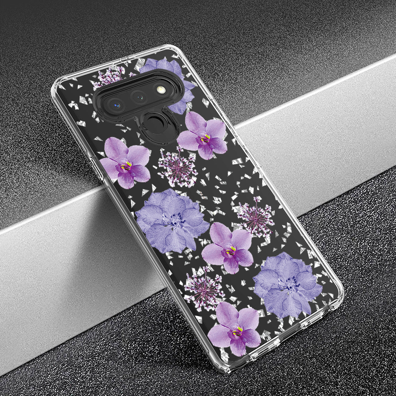 Phone Case Pressed Dried Flower Design LG Stylo 6 Purple Color