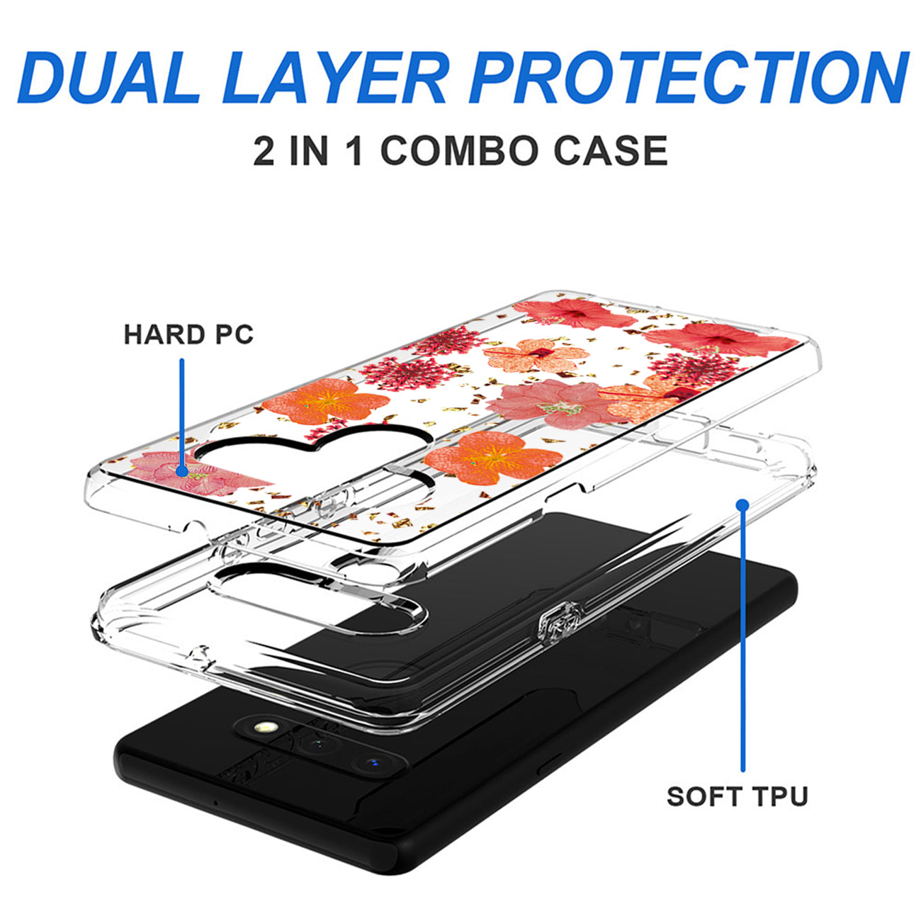 Phone Case Pressed Dried Flower Design LG Stylo 6 Red Color