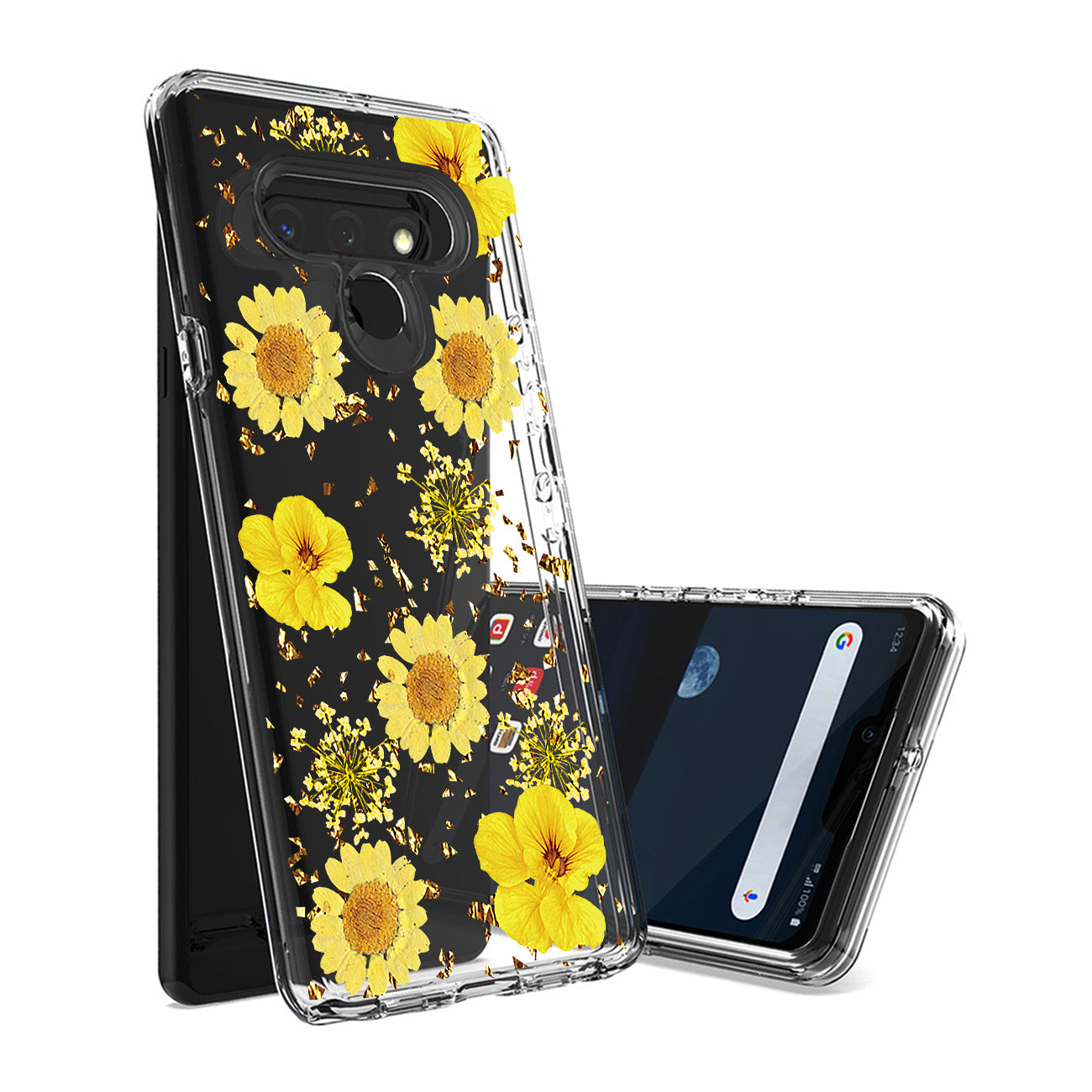 Phone Case Pressed Dried Flower Design LG Stylo 6 Yellow Color