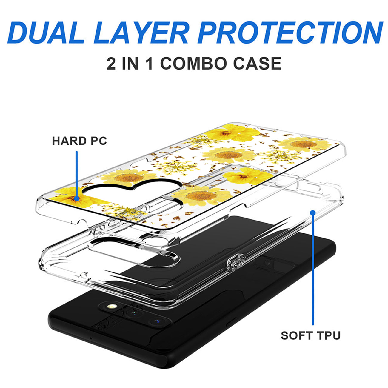 Phone Case Pressed Dried Flower Design LG Stylo 6 Yellow Color