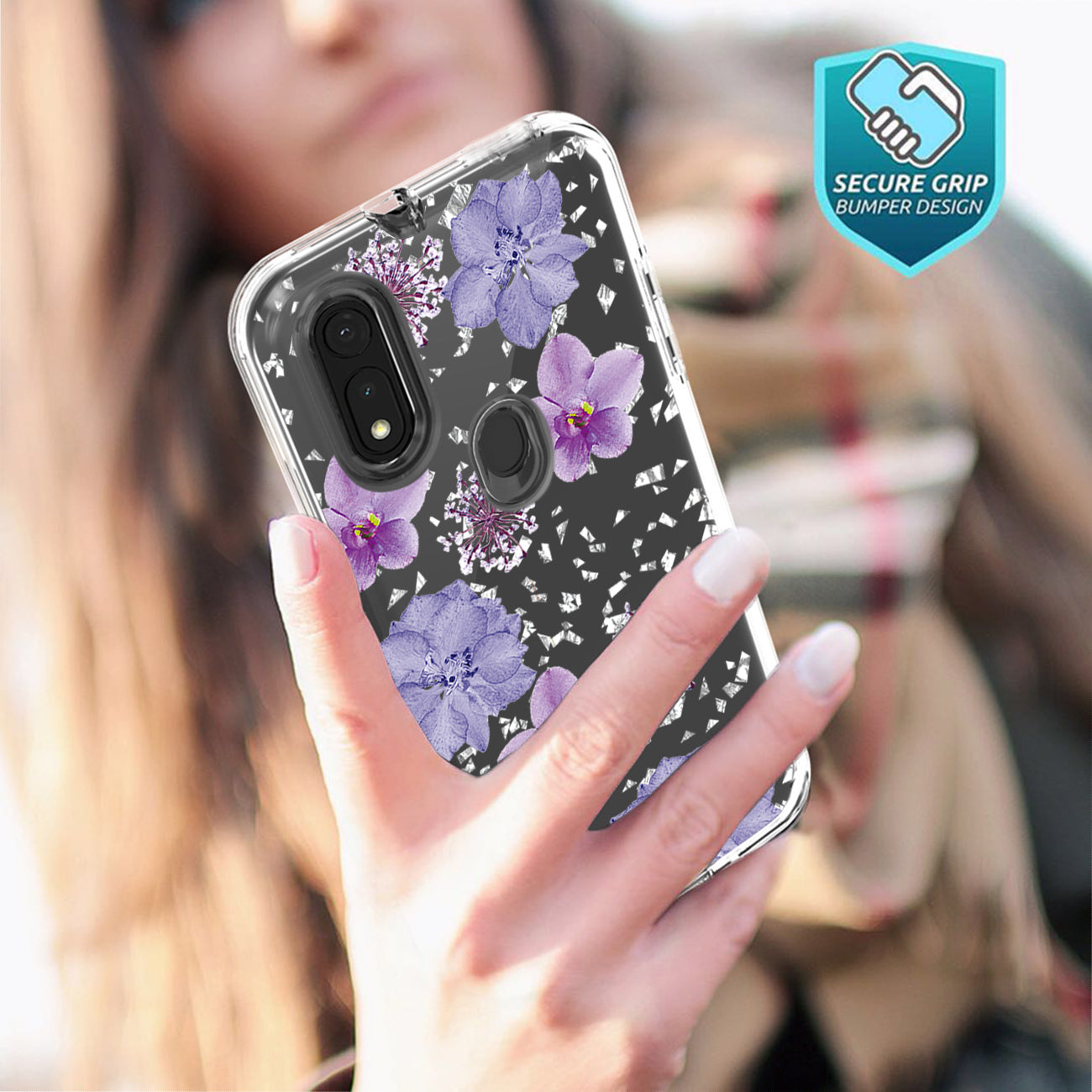 Pressed dried flower Design Phone case for MOTOROLA E7 (2020) In Purple