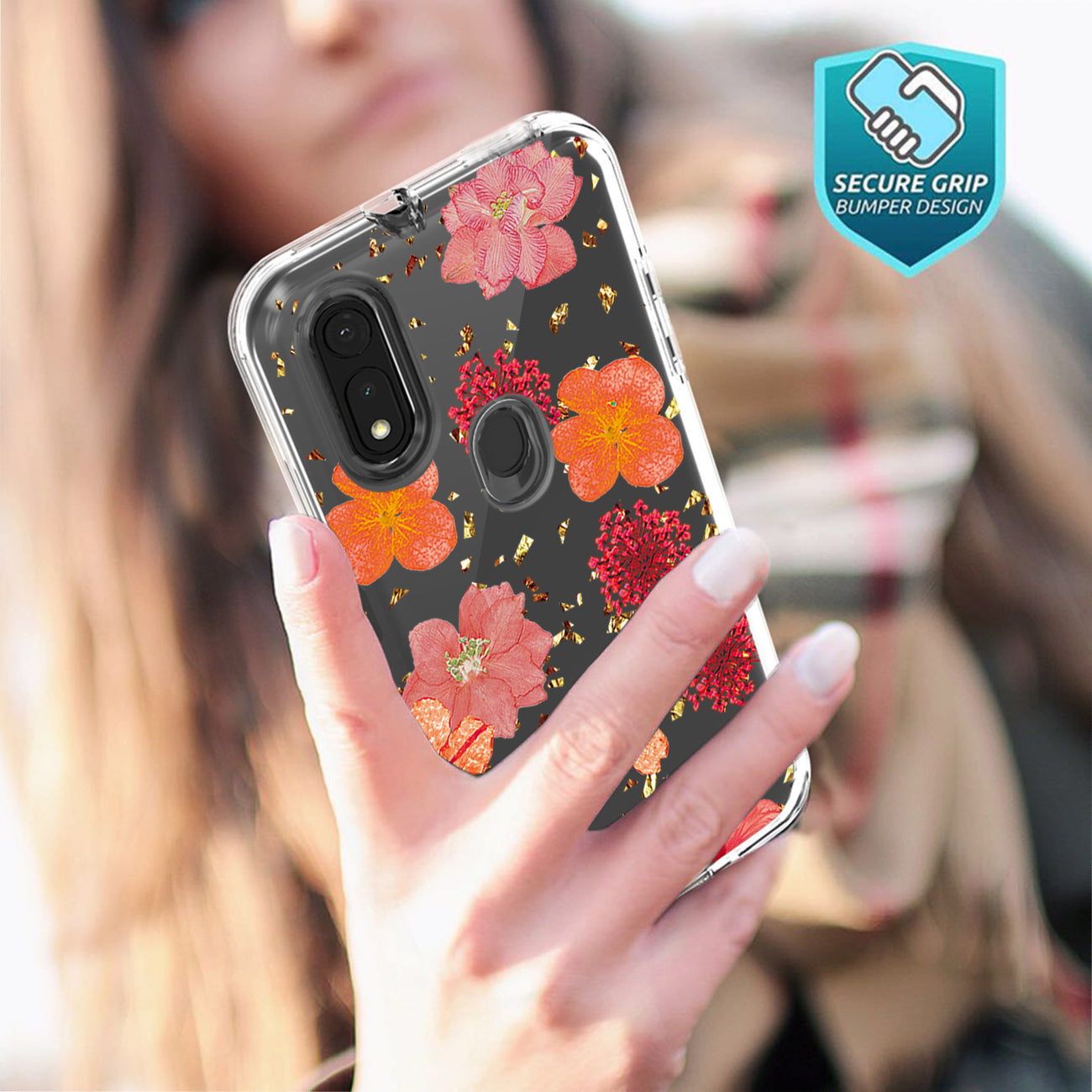 Pressed dried flower Design Phone case for MOTOROLA E7 (2020) In Red