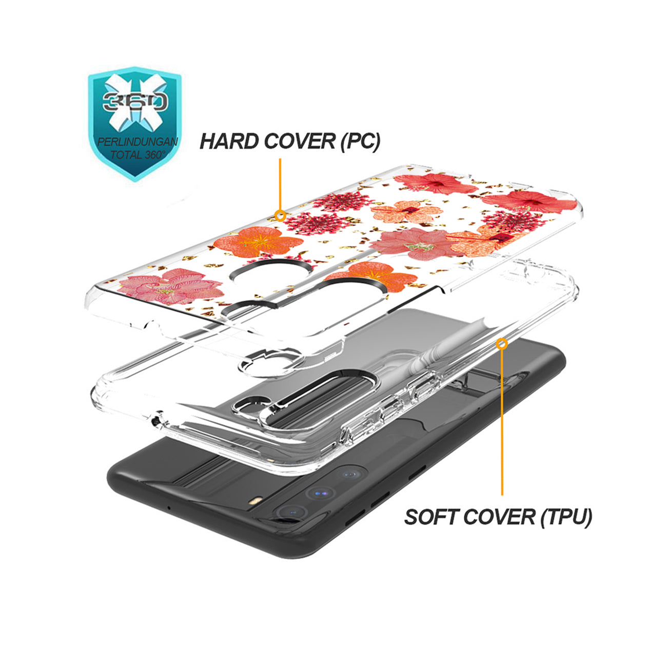 Phone Case Pressed Dried Flower Motorola G Stylus Red Color