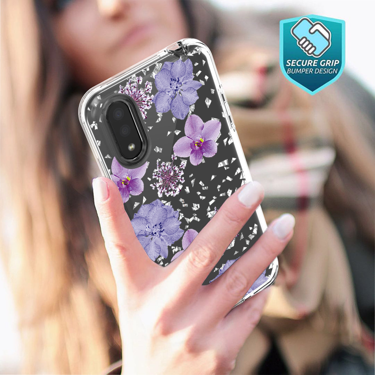 Pressed dried flower Design Phone case for SAMSUNG GALAXY A01 In Purple