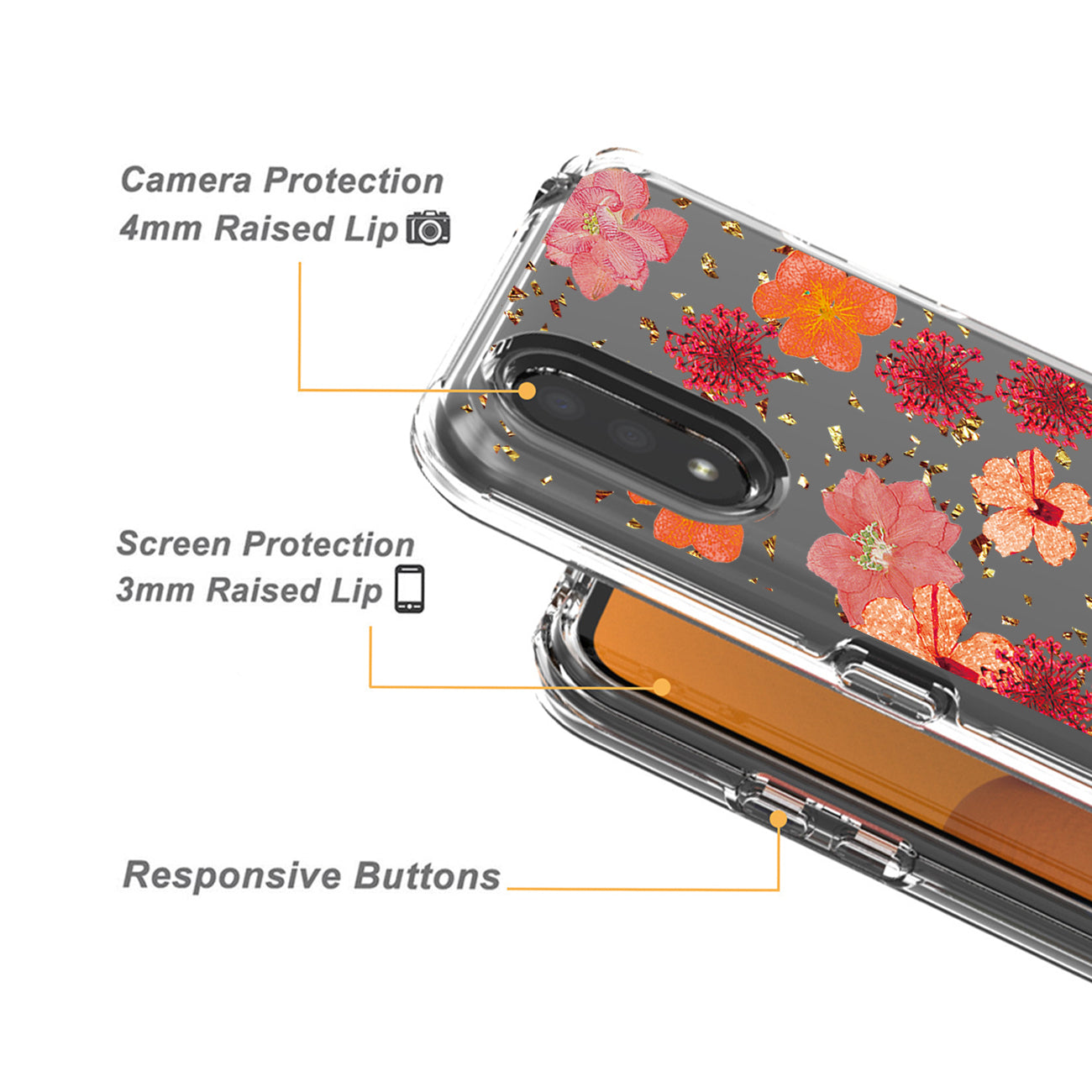 Pressed dried flower Design Phone case for SAMSUNG GALAXY A01 In Red