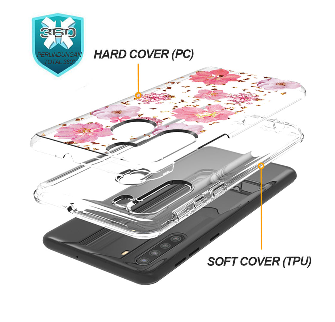 Pressed dried flower Design Phone case for SAMSUNG GALAXY A21 in Pink