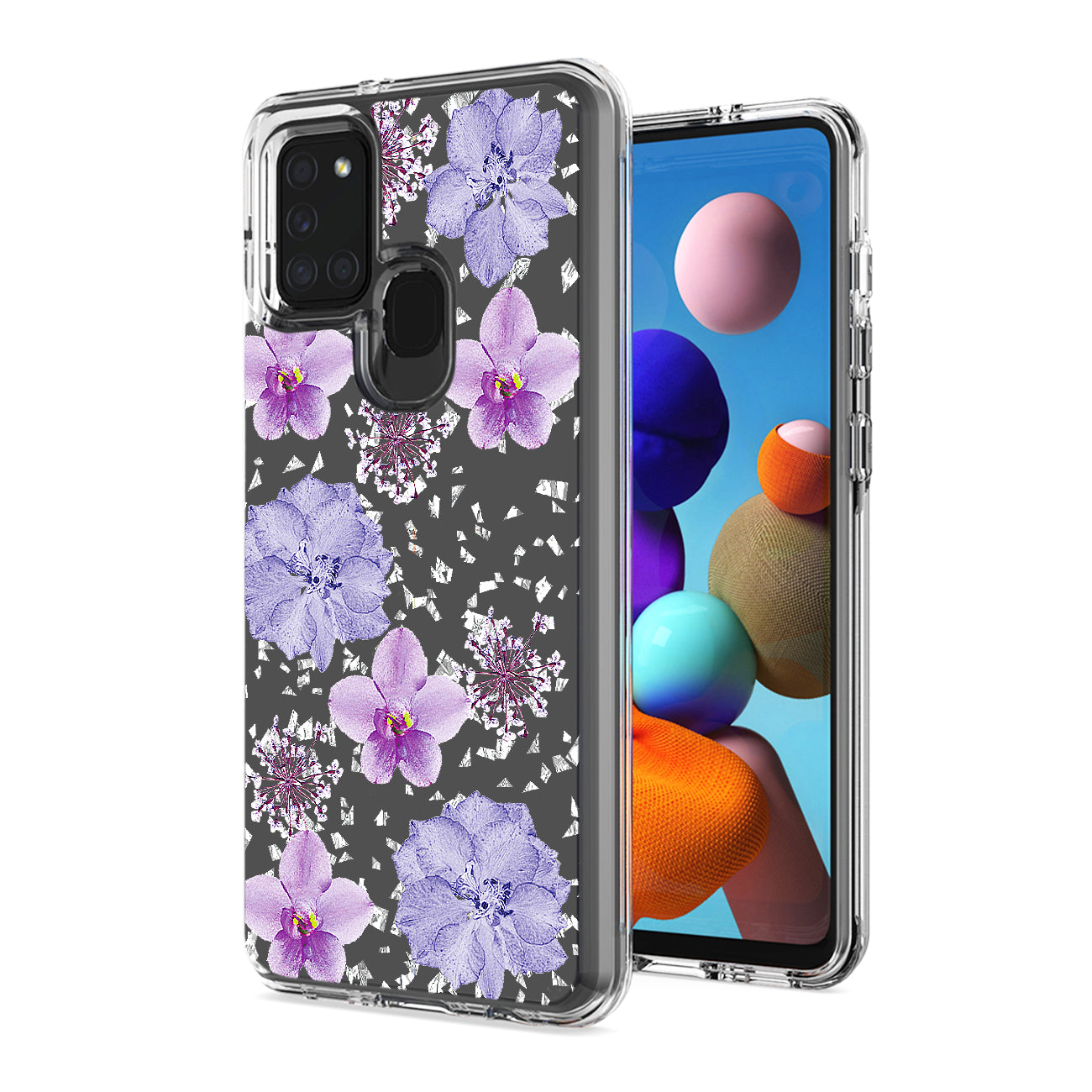 Pressed dried flower Design Phone case for SAMSUNG GALAXY A21S In Purple