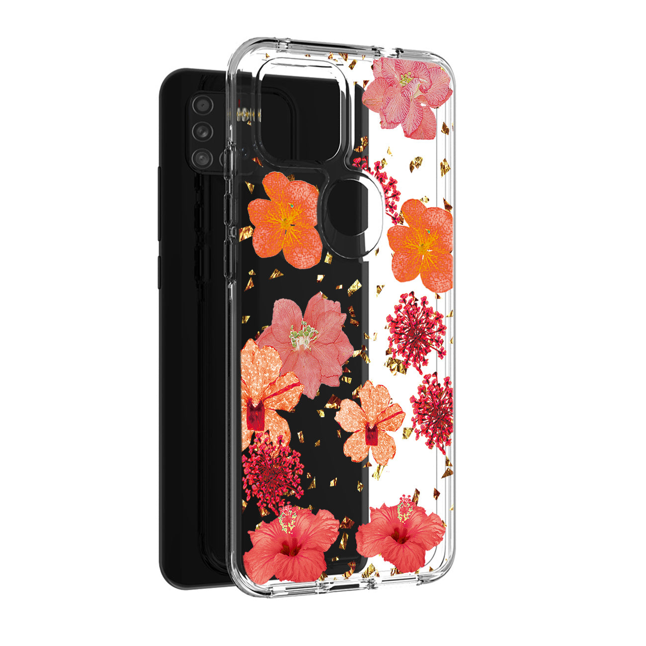 Pressed dried flower Design Phone case for SAMSUNG GALAXY A21S In Red