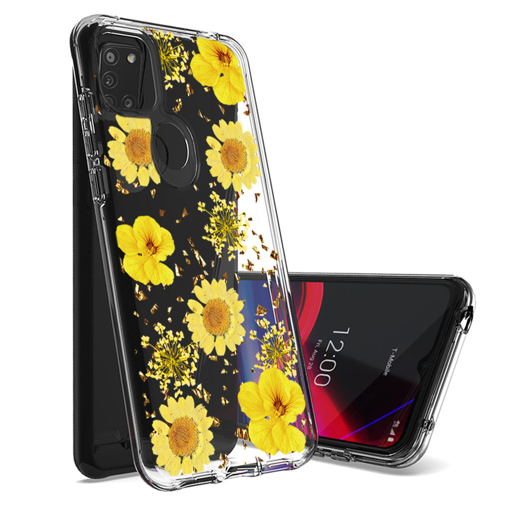 Pressed dried flower Design Phone case for SAMSUNG GALAXY A21S In Yellow