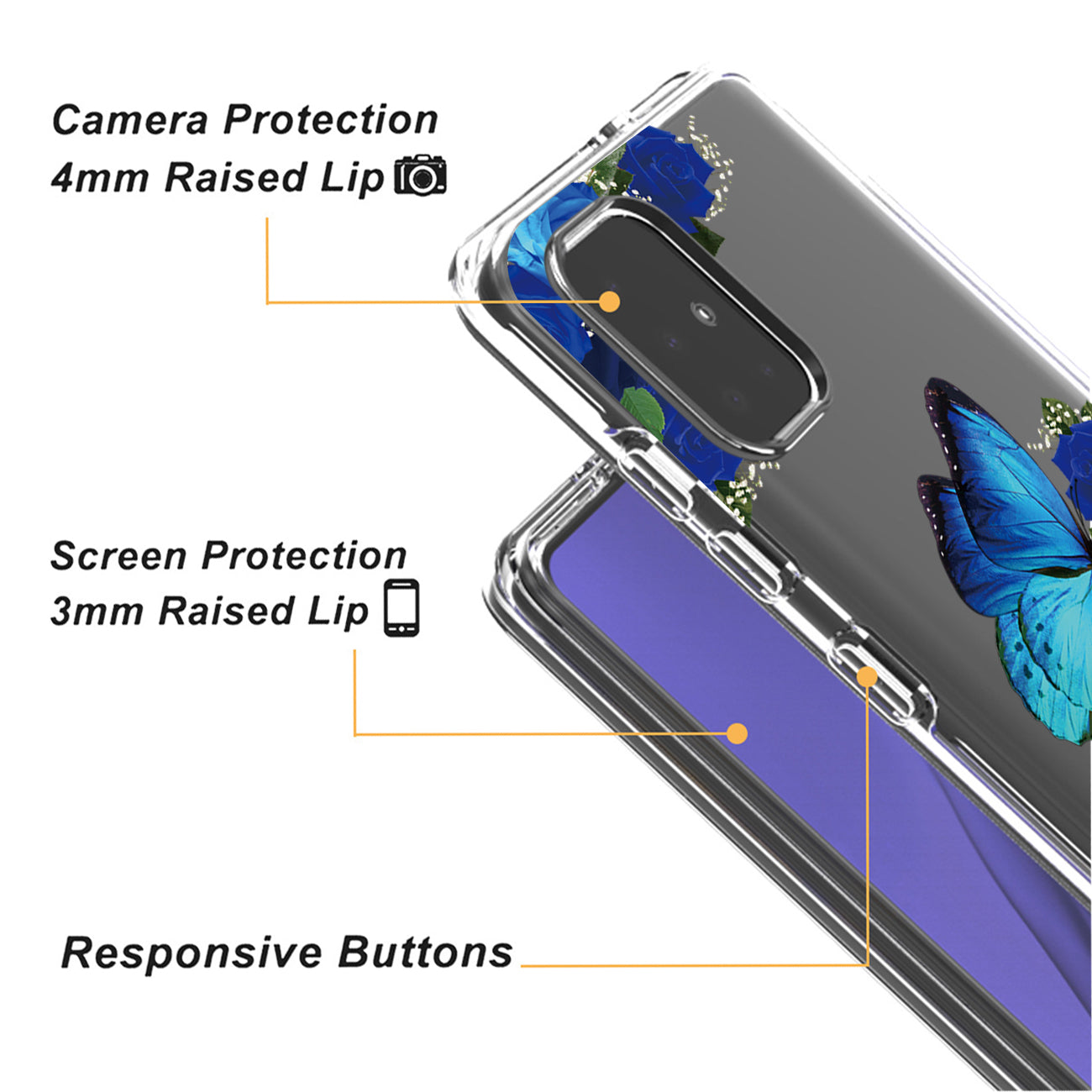 Pressed dried flower Design Phone case for SAMSUNG GALAXY A51 5G In Blue